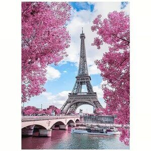 Beautiful Tower with Pink Flowers Diamond Painting Kit #115